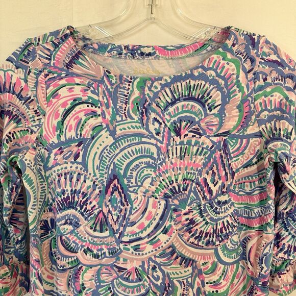 Lilly Pulitzer Mini Sofie Ruffle Happy As A Clam Dress Girls Size XL 12-14 - Picture 2 of 6